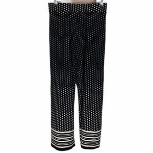 Zoe + Phoebe Polka‎ Dot Striped Dress Pants Women's Small Black White High Rise